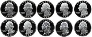 1980 s - 1989 washington quarters gem proof run 10 coins us mint decade lot complete 1980's set proof