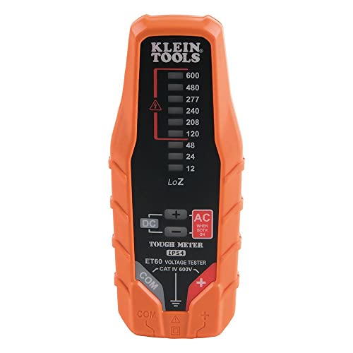 Klein Tools ET60 Voltage Tester, Tests AC and DC Voltage and Low Voltage, No Batteries Needed,Orange/Black