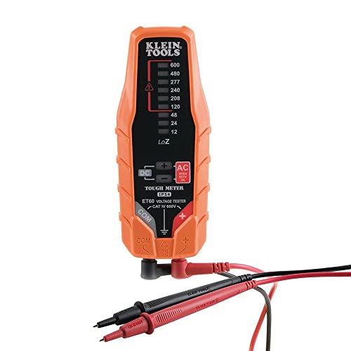 Klein Tools ET60 Voltage Tester, Tests AC and DC Voltage and Low Voltage, No Batteries Needed,Orange/Black