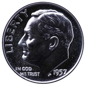 1957 proof roosevelt silver dime gem proof us mint
