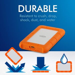 LaCie Rugged USB-C 1TB External Hard Drive Portable HDD USB 3.0 – Drop Shock Dust Rain Resistant Shuttle Drive, for Mac and PC Computer Desktop Workstation Laptop, 1 Month Adobe CC (STFR1000800)