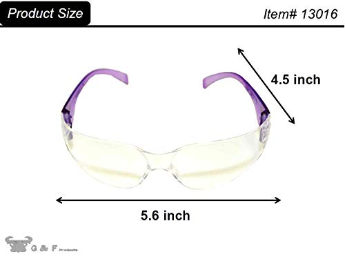 G & F Products - 13016-NEW 13016NEW Safety Goggles with 99% Protection Against UV-A, B & C Rays, Impact, & Ballistic Resistant & Clear Lenses (12 Pack), unisex