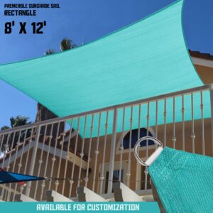 TANG Sunshades Depot 8' x 12' Solid Turquoise Sun Shade Sail Rectangle Permeable Canopy Customize Commercial Standard
