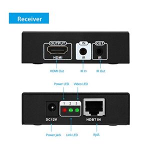 gofanco HDBaseT HDMI Extender 4K 60Hz (4:2:0 8-bit) Over CAT5e/CAT6/CAT7 Cable with Bi-Directional IR, PoC - Up to 70 Meters (230 feet) @ 1080p and 40 Meters (130 feet) @ 4K, HDCP 2.2 (HDbaseT-Ext)