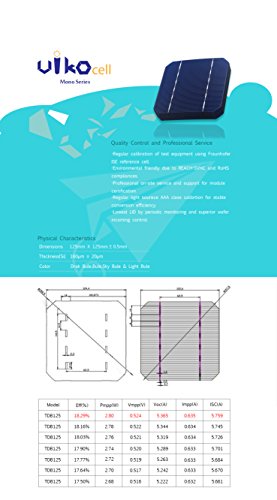 VIKOCELL 10Pcs 2.8W A Grade 125MM Monocrystalline Solar Cells 5x5 for DIY Solar Panel