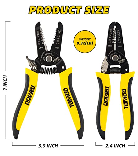 DOWELL 10-22 AWG Wire Stripper Cutter Wire Stripping Tool And Multi-Function Hand Tool，Professional Handle Design And Refined Craftsmanship.