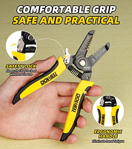 DOWELL 10-22 AWG Wire Stripper Cutter Wire Stripping Tool And Multi-Function Hand Tool，Professional Handle Design And Refined Craftsmanship.