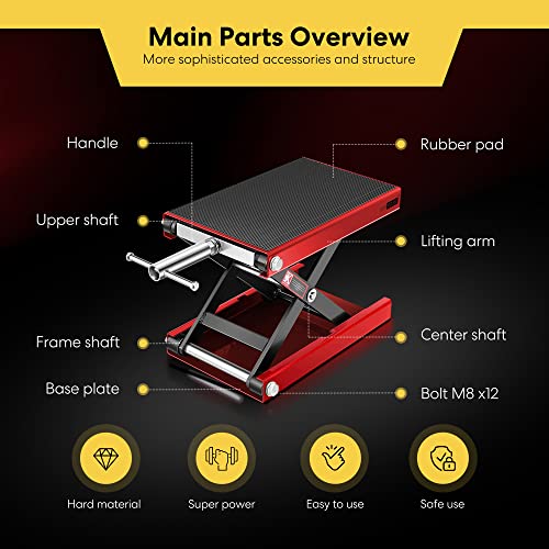 VIVOHOME Motorcycle Lift Scissor Jack Steel Wide Deck Hoist Crank Center Stand 1100 LBS Capacity for Motorcycles, ATVs, Dirt Bikes