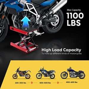 VIVOHOME Motorcycle Lift Scissor Jack Steel Wide Deck Hoist Crank Center Stand 1100 LBS Capacity for Motorcycles, ATVs, Dirt Bikes