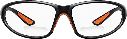 Ironwear Bradford 3030 Series Nylon Protective Safety Glasses with 2.0 Bifocal Lens, Clear Lens, Black Frame (3030-C-2.0), One Size