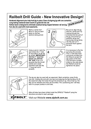 Zipbolt 40.260 Railbolt Drill Guide for Staircase Handrails with 1/4 in and 3/8 in Drill Bits and 1 in Spade Bit