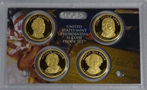 2008 s presidential dollar proof set - 4 coins - all s mint coins - original package with coa - $1 us mint - gem proof - dcam