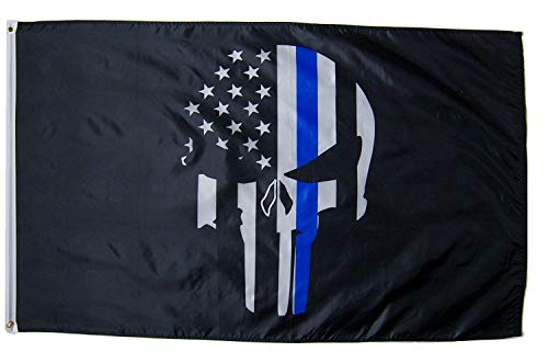 Nuge Demon Skull Police Memorial USA Flag 3' X 5' Indoor Outdoor Banner