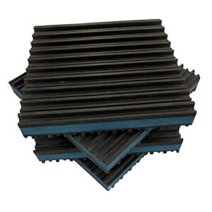 heavy duty anti vibration isolation pads 4" x 4" x 7/8" ribbed rubber with blue composite foam center, quantity 4