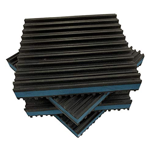 Heavy Duty Anti Vibration Isolation Pads 6" X 6" X 7/8" Ribbed Rubber with Blue Composite Foam Center, Quantity 4