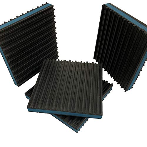 Heavy Duty Anti Vibration Isolation Pads 6" X 6" X 7/8" Ribbed Rubber with Blue Composite Foam Center, Quantity 4