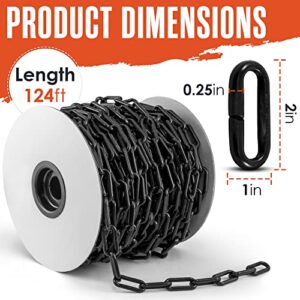 Houseables Plastic Chain, Link Fence, Safety Barrier, 124 Foot, Black, 2” Links, Light Weight, UV Protected, Barrier, Barricade, Accessory for Crowd Control, Queue Line, Decoration