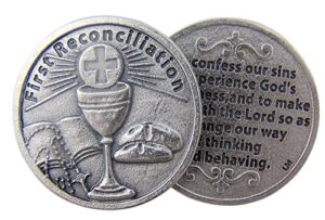 chalice with host and bible first reconciliation pocket token with confession back