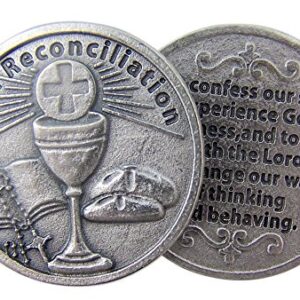 Chalice with Host and Bible First Reconciliation Pocket Token with Confession Back