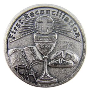 Chalice with Host and Bible First Reconciliation Pocket Token with Confession Back