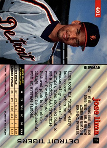 1994 Bowman #481 Jose Lima Detroit Tigers (RC - Rookie Card) MLB Baseball Card (RC - Rookie Card) NM-MT