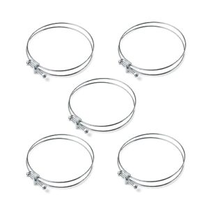 powertec 70217 5 inch double wire hose clamp with bolt, adjustable hose clamps for dust collection hose, dust collection system accessories, dryer vent hose & hvac air hose, 5 pack (color may vary)