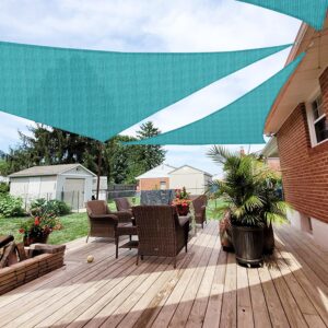 patio paradise 20' x 20' x 20' turquoise sun shade sail triangle canopy, high-density shade cloth canopy pergolas top cover, permeable uv block fabric durable outdoor
