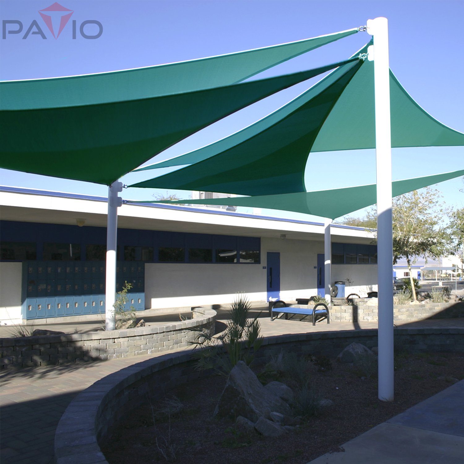 Patio Paradise 20' x 20' x 20' Turquoise Sun Shade Sail Triangle Canopy, High-Density Shade Cloth Canopy Pergolas Top Cover, Permeable UV Block Fabric Durable Outdoor