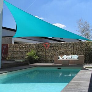 Patio Paradise 12' x 12' x 12' Turquoise Sun Shade Sail Triangle Canopy, High-Density Shade Cloth Canopy Pergolas Top Cover, Permeable UV Block Fabric Durable Outdoor