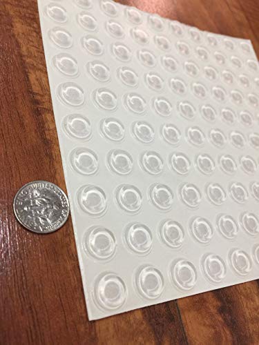 Pack of 100 Cabinet Door Bumpers - 1/2” Diameter Clear Adhesive Pads for Drawers, Glass Tops, Cutting Boards, Picture Frames, Small Furniture