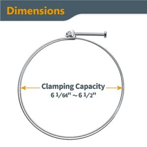 POWERTEC 70218 6 Inch Double Wire Hose Clamp with bolt, Adjustable Hose Clamps for Dust Collection Hose, Dust Collection System Accessories, Dryer Vent Hose & Leaf Vacuum Hose, 5 pk (Color May Vary)