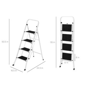 Best Choice Products 4-Step Portable Folding Heavy-Duty Steel Ladder w/Hand Rail, Wide Platform Steps, 330lbs Capacity