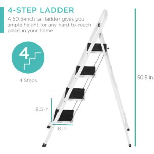 Best Choice Products 4-Step Portable Folding Heavy-Duty Steel Ladder w/Hand Rail, Wide Platform Steps, 330lbs Capacity