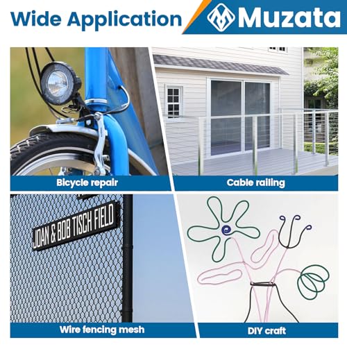 Muzata Cable Cutter Wire Rope Heavy Duty Stainless Steel Aircraft Up to 5/32" for Deck Stair Railing Strong Thick Seal Metal Fence Bike Bicycle Brake Cutter CR12, CT1