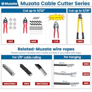 Muzata Cable Cutter Wire Rope Heavy Duty Stainless Steel Aircraft Up to 5/32" for Deck Stair Railing Strong Thick Seal Metal Fence Bike Bicycle Brake Cutter CR12, CT1