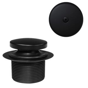 westbrass d93-62 1-1/2" coarse thread tip-toe bathtub drain plug trim set with one-hole overflow faceplate, 1-pack, matte black