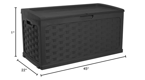 Starplast Sit-On Rattan Style Storage Box: 88 Gallon Outdoor Plastic Bin, Weather & Water Resistant, 45.7 x 22.8 x 22 Inches, 2 Color Options 56-811