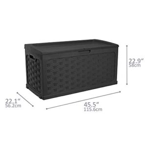 Starplast Sit-On Rattan Style Storage Box: 88 Gallon Outdoor Plastic Bin, Weather & Water Resistant, 45.7 x 22.8 x 22 Inches, 2 Color Options 56-811