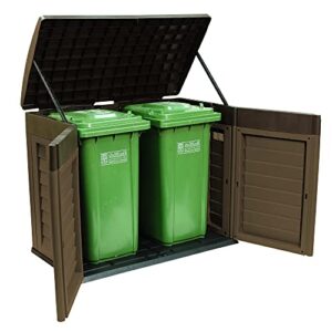 Starplast Heavy Duty Garden Shed: 317 Gallon Outdoor Plastic Willy Bin Cabinet, 2 Doors, Weather & Water Resistant, 57.5 x 46.9 x 34.3 Inches, 41-811