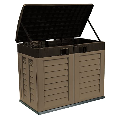 Starplast Heavy Duty Garden Shed: 317 Gallon Outdoor Plastic Willy Bin Cabinet, 2 Doors, Weather & Water Resistant, 57.5 x 46.9 x 34.3 Inches, 41-811