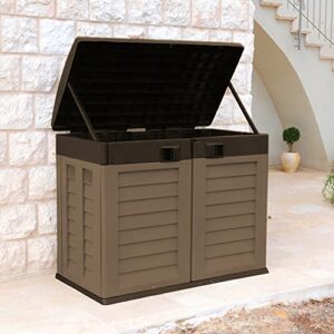 Starplast Heavy Duty Garden Shed: 317 Gallon Outdoor Plastic Willy Bin Cabinet, 2 Doors, Weather & Water Resistant, 57.5 x 46.9 x 34.3 Inches, 41-811