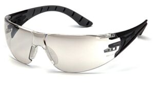 pyramex endeavor plus durable safety glasses, black/gray frame, indoor/outdoor mirror lens