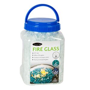 Fire Sense 62365 Premium Sparkling Reflective Tempered Fire Glass for Outdoor Fireplace Gas or Propane Fire Pits Easy to Install & Stimulate Viewing Experience - 10 Lbs - Crystal Clear