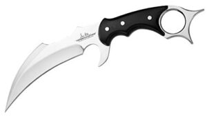 gil hibben high polish karambit with sheath – 5cr15mov stainless steel blade, black linen micarta scales, premium leather sheath - unique design from master knifemaker 9 1/4" overall