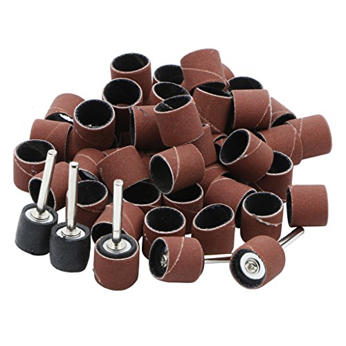 50pcs 400 Grits 1/2 Inch Sanding Bands Sanding Sandpaper Sleeves with 5pcs Sand Drum Mandrels for Nail Drill