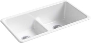kohler 5312-0 iron/tones kitchen sink, white