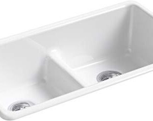 KOHLER 5312-0 Iron/Tones Kitchen Sink, White