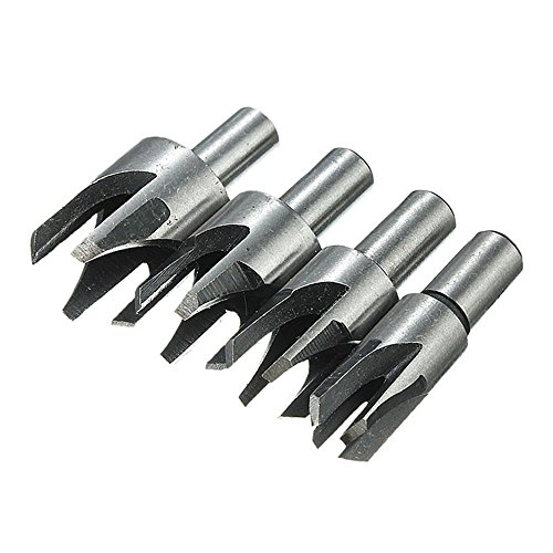 Yakamoz 8 Pieces HSS Taper Claw Type Wood Plug Cutter Drill Bits 16mm 13mm 10mm 6mm Metric (5/8" 1/2" 3/8" 1/4")