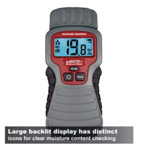 Calculated Industries 7440 AccuMASTER XT Digital Moisture Meter | Handheld |Pin Type | Backlit LCD Display | Detects Leaks, Damp and Moisture in Wood, Walls, Ceilings, Carpet and Firewood