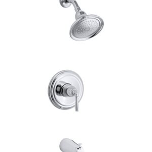 KOHLER TS395-4-CP Devonshire(R) Rite-Temp(R) Bath and Shower Valve Trim with Lever Handle, NPT spout and 2.5 gpm showerhead, 1, Polished Chrome